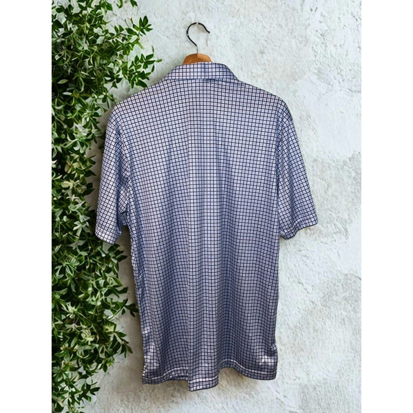 Collars & Co Large Blue Tattersall Polo Semi-Spread Dress Collar Performance NWT