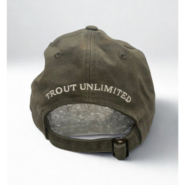 Trout Unlimited Fish Logo Dad Hat Cap Green Adjustable Sunfaded Cotton Fishing