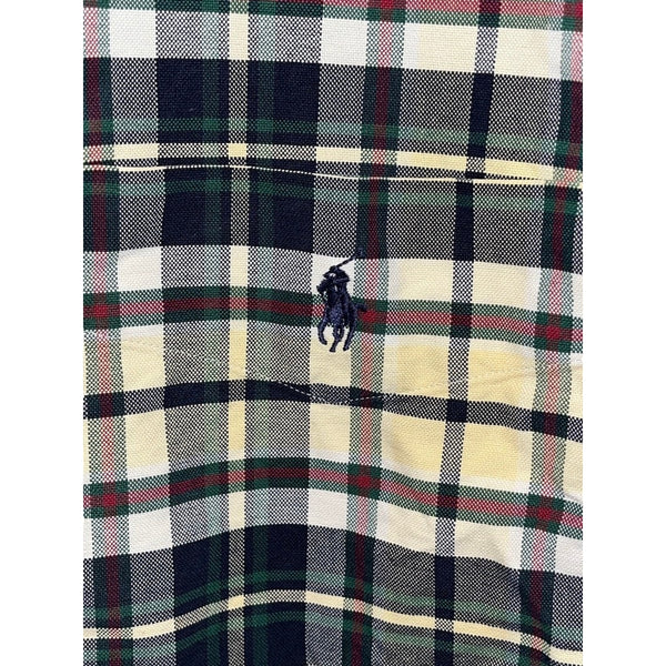 Polo Ralph Lauren Big Shirt Men XL Yellow Blue Plaid Button Down Blue Pony VNTG