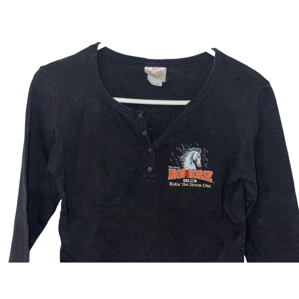 Iron Horse Saloon 2004 Biketoberfest Women's Sz. M Henley Harley Motorcycle