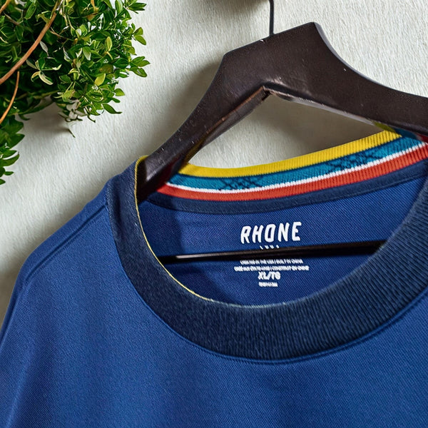 Rhone Session Mock Neck Pullover Sweater Blue XL Performance Athleisure EUC