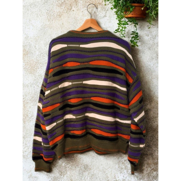 Monsuri Coogi Style 3D Knit Sweater XL Vintage USA 100% Cotton Biggie