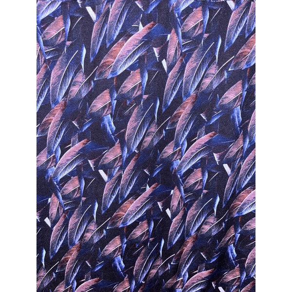 Bugatchi OoohCotton Tech Shirt L Feather Print 8-Way Stretch Button Up EUC