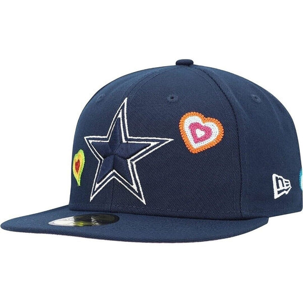 Dallas Cowboys Chain Stitch Heart New Era 59FIFTY Mens Size 7 1/2 Fitted Hat Cap