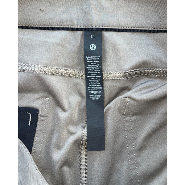 Lululemon ABC Slim-Fit Trouser Warpstreme Stone Khaki Men’s 34x36 NWOT 5 Pocket
