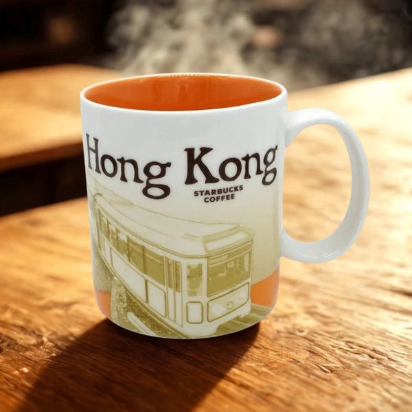 Starbucks Hong Kong Global Icon Collector Series Mug 2009 16oz Orange White