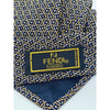 Fendi Cravatte Vintage Silk Tie Navy Gold All Over FF Logo Made in Italy EUC