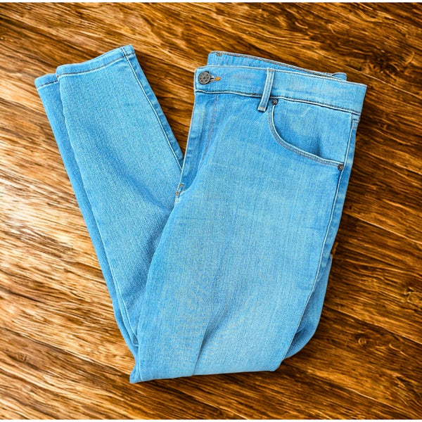 Mott & Bow Jane Mid Rise Skinny Jeans Women’s 32x28 Light Blue Stretch Denim