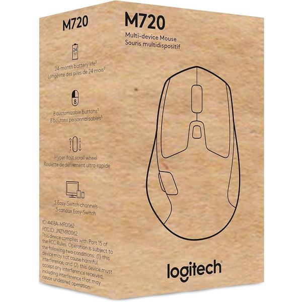 Logitech M720 Triathlon Wireless Bluetooth Mouse Black 910-006036 NIB