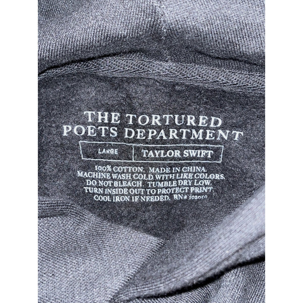 Taylor Swift TTPD The Tortured Poets Department Hoodie Black Sz L NWOT Authentic