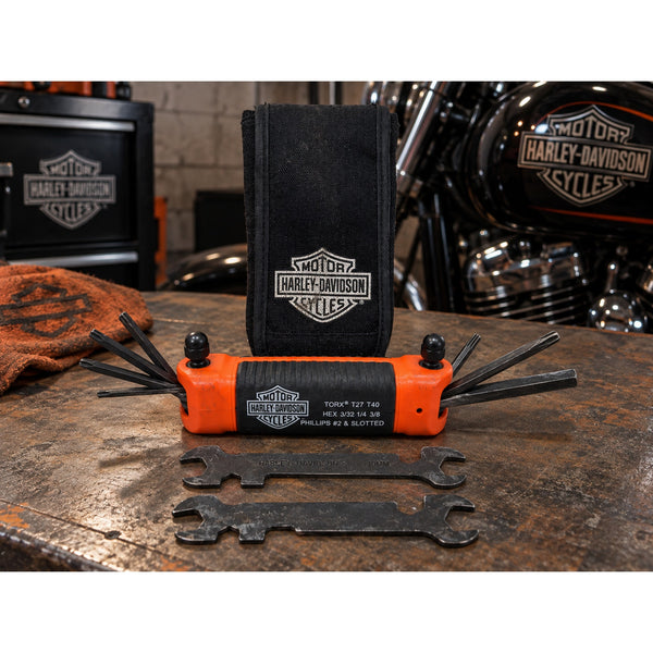 Harley-Davidson All-In-One Folding Tool Kit 94435-10 w/ Pouch Touring Multi Tool