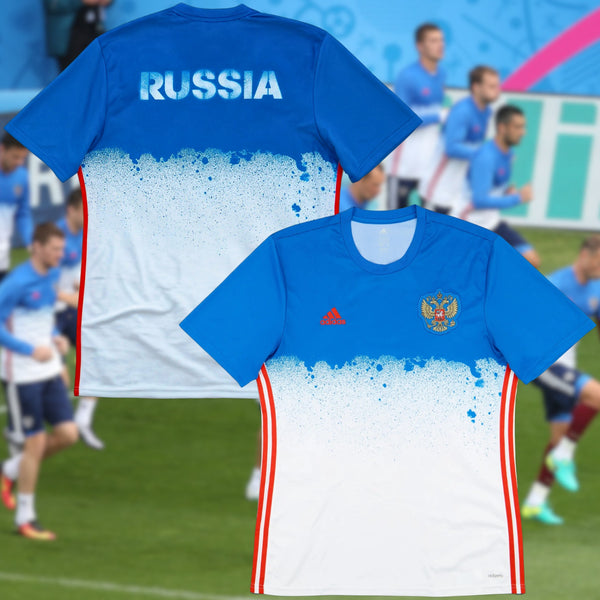Russia Euro 2016 Away Pre-Match Training Jersey Adidas Climacool Blue White XL