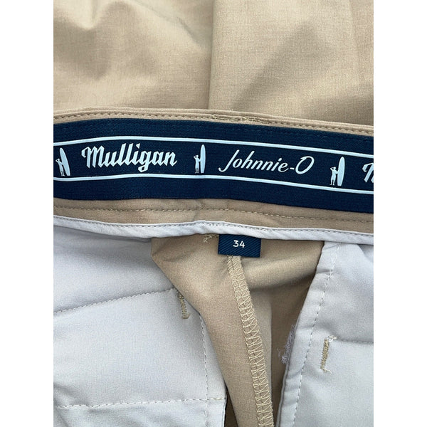 Johnnie-O Mulligan Performance Golf Shorts 34 Light Khaki 9" Stretch NWOT Active