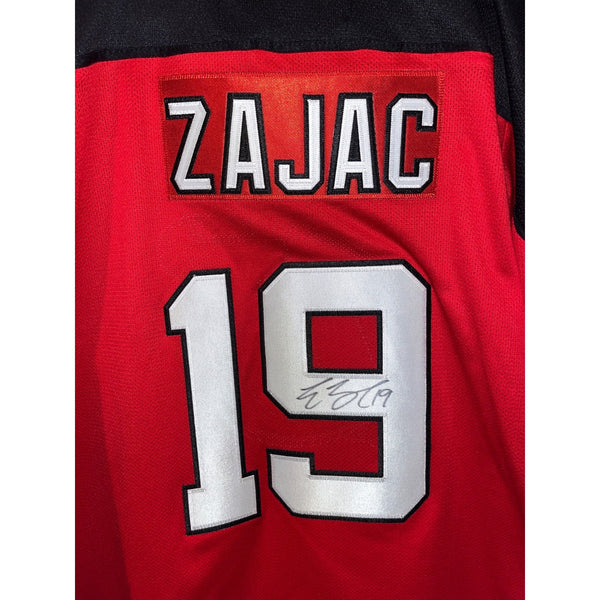 Travis Zajac Signed New Jersey Devils Alt Captain Reebok Jersey Youth L/XL Auto
