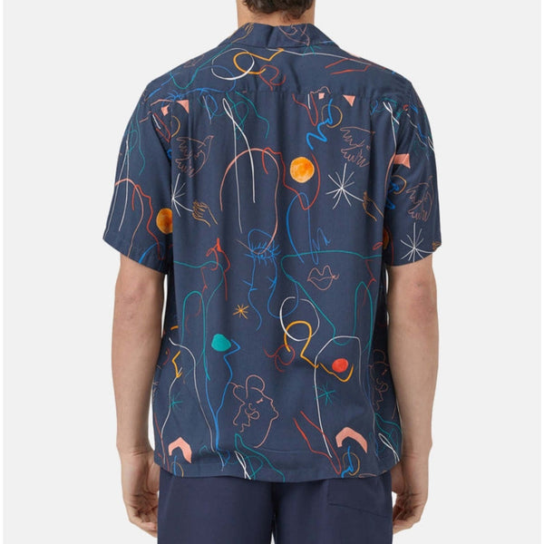 Portuguese Flannel Doodle 2 Vacation Shirt 2XL Navy Art Print Camp Collar