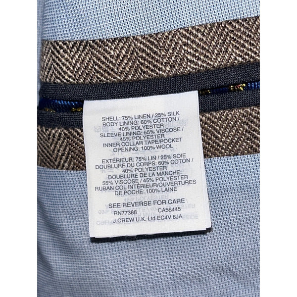 J.Crew Ludlow Blazer Mens 38S Brown Herringbone Linen Silk Italian Sport Coat