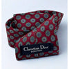 Christian Dior Monsieur Silk Tie Red Geometric Medallion Vintage Made in USA
