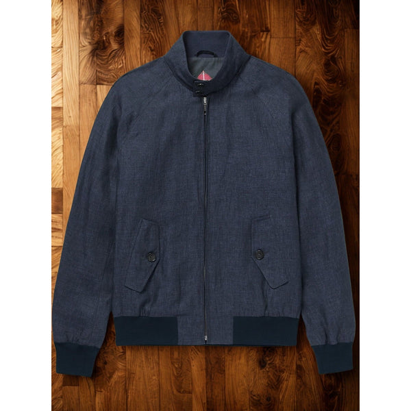 Baracuta G9 Linen Harrington Jacket Blue Fraser Tartan Italy Sz 46 L