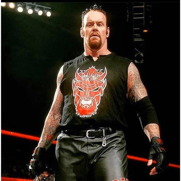 The Undertaker WWE Big Evil Red Devil Head T-Shirt Sz L Double Sided Y2K