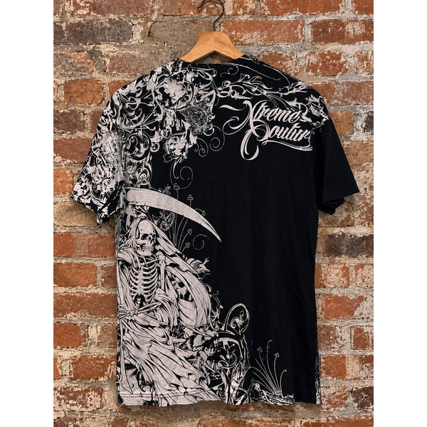Xtreme Couture Affliction Skull Reaper MMA T-Shirt Men's L Black Y2K Vintage