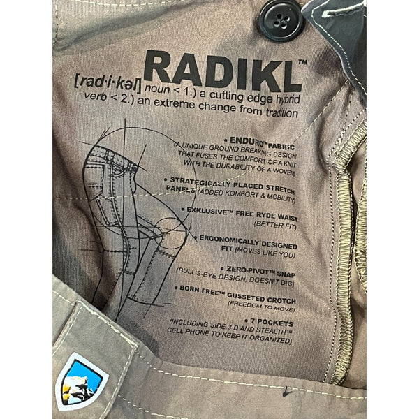 Kuhl Radikl Hiking Pants Men's 31x32 Olive Green Stretch Outdoor Tactical UPF 50