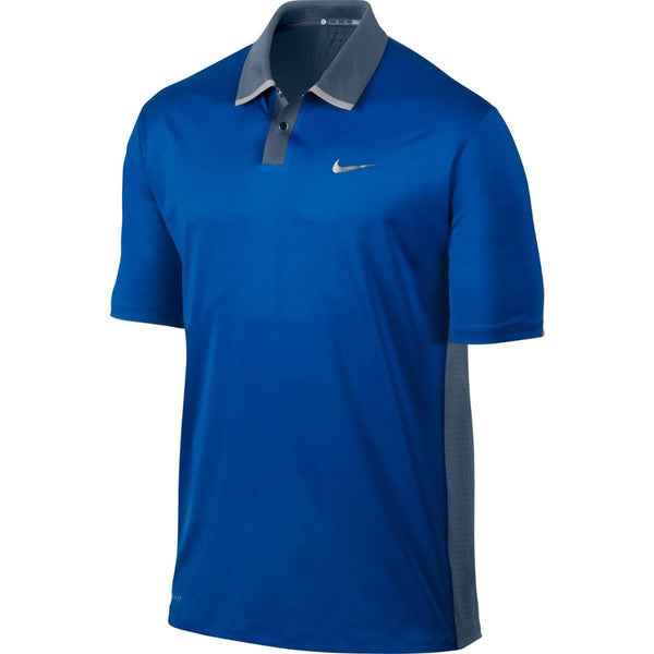 Nike Tiger Woods TW Perforated Panel Polo Blue Gray 585783 Men’s Sz M Golf EUC