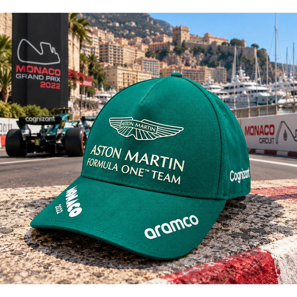 Aston Martin F1 Team Monaco 2022 Hat Aramco Cognizant Green Adjustable Cap