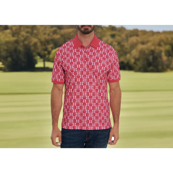 Robert Graham Baritone Clubhouse Golf Polo Shirt Mens M Red Pink Performance NWT