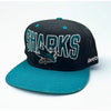 San Jose Sharks Reebok Snapback Hat NHL Vintage Teal Black OSFM New Retro Cap