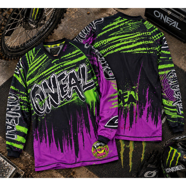 O'Neal Mayhem Crypt Motocross Jersey Monster Energy Style Y2K Purple Green S