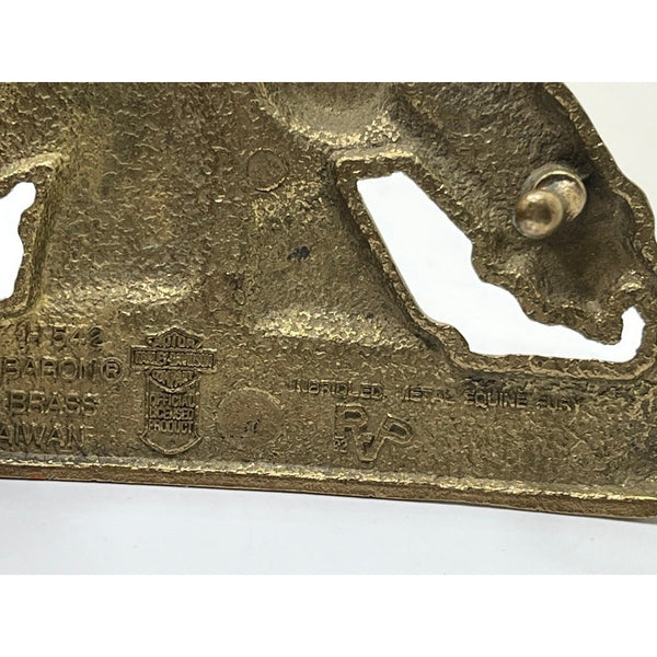 Harley Davidson Iron Horse Brass Belt Buckle Belt 1992 Baron Vintage Leather