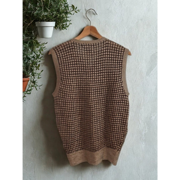 Polo Ralph Lauren Linen Sweater Vest Tan Brown Checkered Knit Men’s Size S