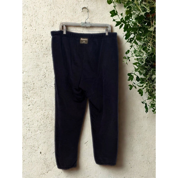 Roots Canada Sweatpants Men’s Large Navy Blue Open Leg Fleece Pants L/G