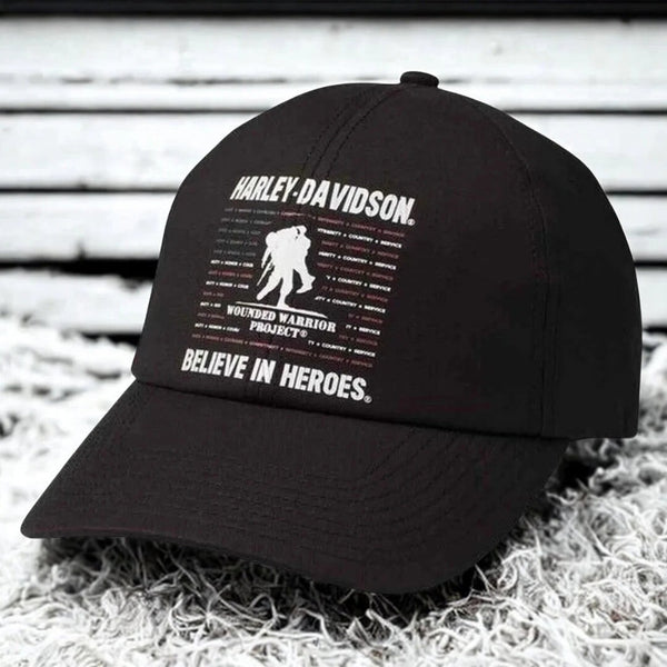 Harley-Davidson Wounded Warrior Project Hero Hat Black Flex Cap L NWT