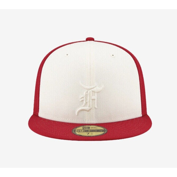 Fear Of God Essentials New Era 59FIFTY Hat Red White Fitted 7 1/8 NWT