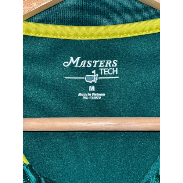 Augusta National Masters Tech Golf Polo Green Yellow Sz M EUC