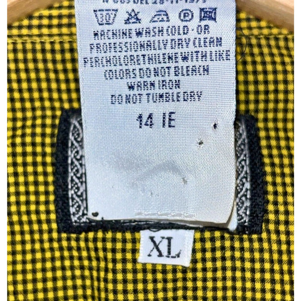 Versace Jeans Couture Ittierre 90s Plaid Button Up Shirt Black Yellow Sz XL