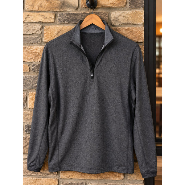 Greyson Tate Mockneck Pullover Men's M Gray Herringbone 1/4 Zip Golf Stretch