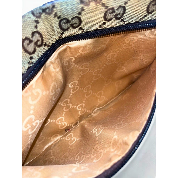 Gucci GG Canvas x Leather Beige Brown Waist Bag Belt Bag Crossbody 28566 Italy