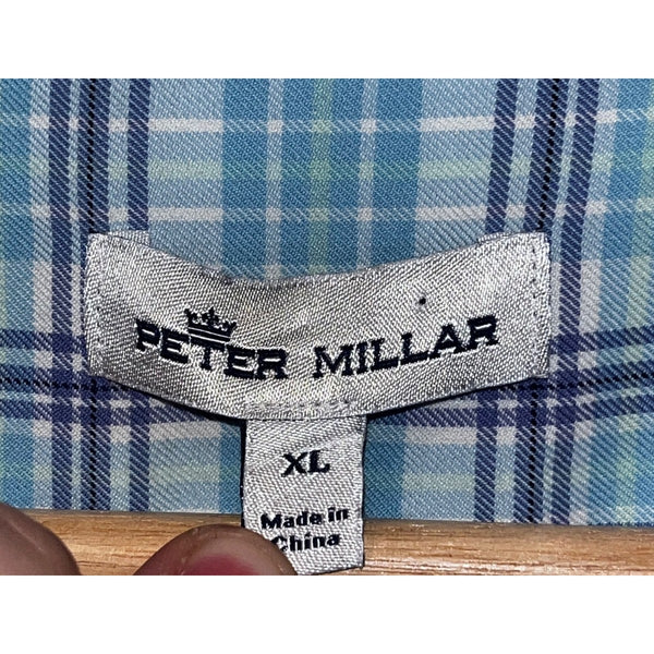 Peter Millar Boardsail Plaid Shirt XL Cotton Silk Button Down $149 EUC