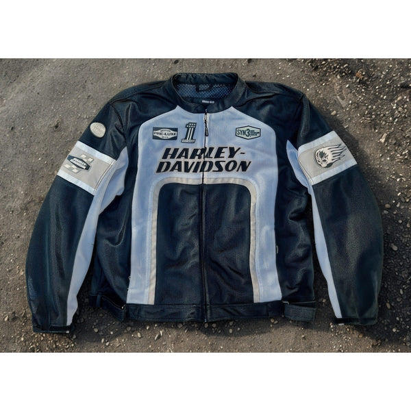 Harley-Davidson Men’s Backstretch Racing Patch Jacket White 97396-11VM Size L EU