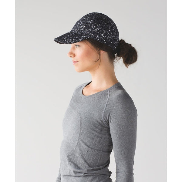 Lululemon Race To Place Run Hat 2.0 Black White Splatter EUC Adjustable