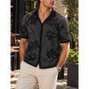 John Varvatos Simon Floral Jacquard Camp Collar Knit Shirt XL NWT $268 Black