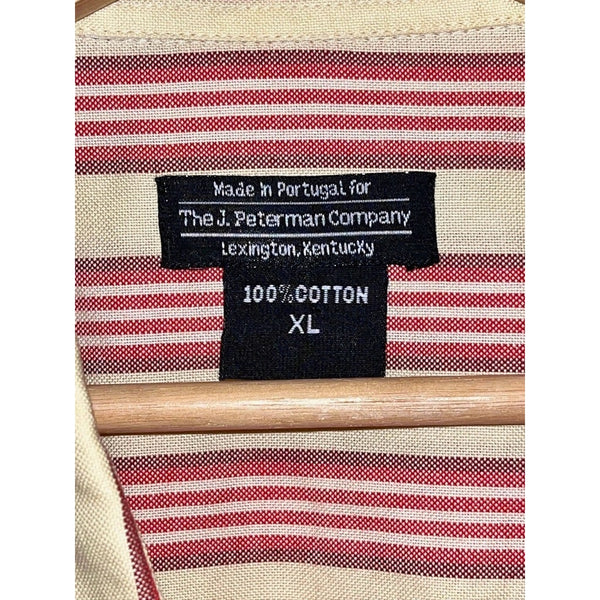 J. Peterman Shirt Men XL Striped Double Pocket Button Up Long Sleeve Portugal