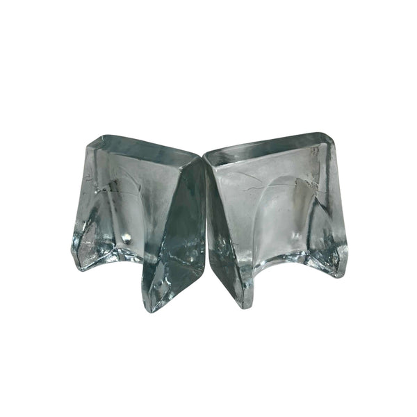 BLENKO by Wayne Husted Sculptural Wedge Bookends MCM Art Glass Glows