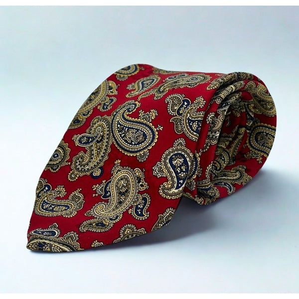 Brioni Silk Tie Red Paisley Handmade Italy Luxury 100% Silk Classic