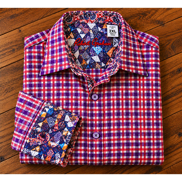Robert Graham Textured Geometric Flip Cuff Classic Fit Shirt Sz. 2XL