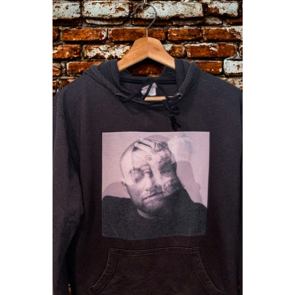 Mac Miller Circles Promo Hoodie Delta Fleece Black Sunfaded Distressed Sz M Rare