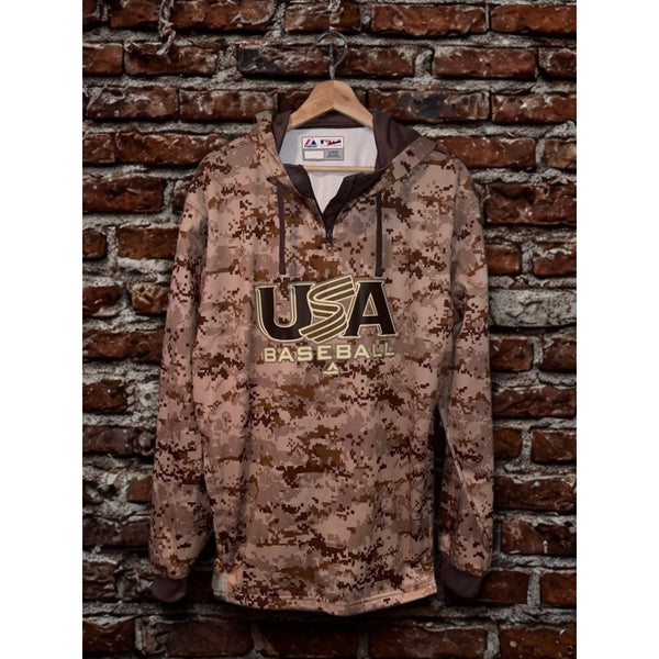 Team USA World Baseball Classic Camo Pullover Hoodie Large Majestic Authentic