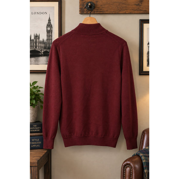 Charles Tyrwhitt Merino Wool 1/4 Zip Sweater Mens S Burgundy Extra Fine Pullover